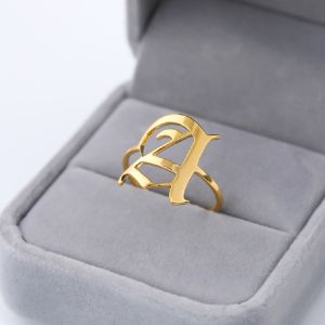 Cincin inisial costum kuning lapis emas 24k bisa request inisial anda