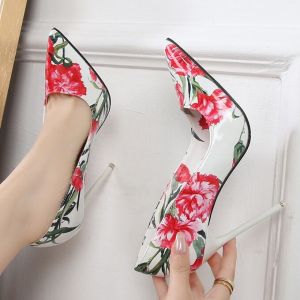 YUCHEN 4.33 inches High Heels for Women With Heels Elegant Pumps Ladies Flowers Stilettoe High Heeled Shoes