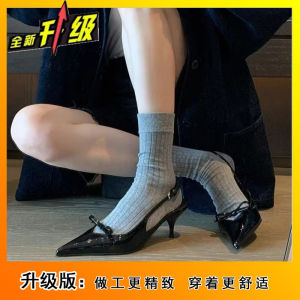 [Free Shipping] Mid-Heel Pointed-Toe Stiletto Pumps Spring/Summer New Collection Elegant And Versatile With A Closed-Toe Design And Open Back