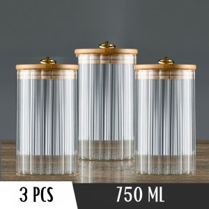 3pcs Borosilicate Glass Kitchen Canister Jar with Metal Ring Handle High Quality Airtight Food Container Pantry Storage
