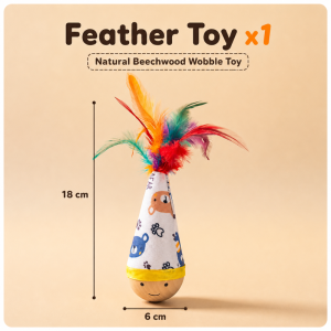 [SG Stock] Tumbler Cat Toy / Roly Poly Kitten Toy - Interactive Self Play Feather Teaser Wobble Swing Cat Toys for Indoor Cats Boredom Relief