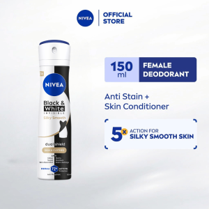 NIVEA Female Deodorant Spray - Black & White Silky Smooth / No stain / Smooth skin / Perfume / No Sweat / 150ml