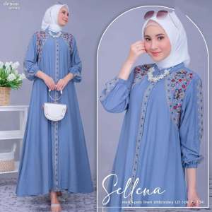 Sellena Dress Baju Gamis Lebaran Wanita Dewasa Muslimah Jumbo Kekinian Elegan Terbaru 2025 Viral