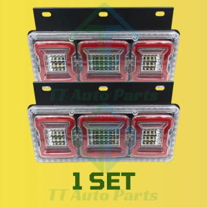 Lampu Belakang Modi 12V-24V LED Light Petak Universal Tail Lamp Besi Flowing Signal Reverse Lori Treler Trak 1 SET