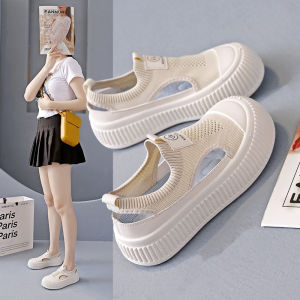 Mesh Breathable Fly-knit Shoes: Summer New Versatile Sports Small White Hollow Mesh Shoes Womens Cricket Shoes