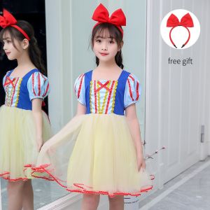 Snow White Dress Princess Dress for Kids Girls Fairy Tale Evening Dress Skirt Birthday Party Wedding Cosplay Costume Role Girl Play Dress With Hair Band 3-11yrs