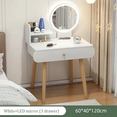 Modern minimalist Vanity Dresser Table with LED Vanity Mirror Dresser Bedroom Table Makeup Table