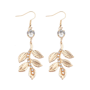 Hypoallergenically Baroque Drop Earrings Hanging Leaf with Rhinestones Comfort Fit For Sensitive Ears