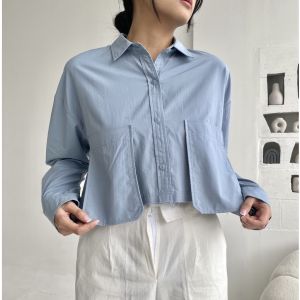 Peach Poppy JOY Crop Shirt Over Cut / Unfinished - Atasan Kemeja Crop Wanita Premium