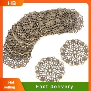 HB 50PCS Bronze Filigree Flower Connectors Crafts DIY Jewelry Making Accessories