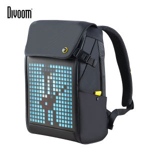 Original DIVOOM Pixoo M Backpack Men 15 Inch Waterproof School Backpack Laptop Bag WomenDaypack with 16 × 16 RGB LED Screen Travel Black