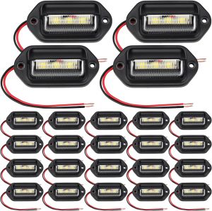 Mudder 8 Packs LED License Plate Light 12V-24V Waterproof 6-SMD Trailer