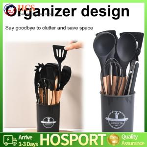 【HCS】12Pcs Kitchen Utensil Set Cooking Tools Kit Wooden Handle Non-Stick Spatula Set Spatula Spoon Brush Whisk for Kitchen