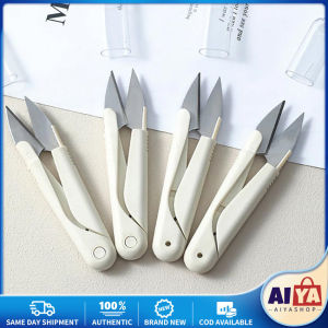 Plastic Handle Safety Cover Sewing Scissors Thread Embroidery Cross-stitch Cutter Portable Cutter Mini Spring U Shape Scissors