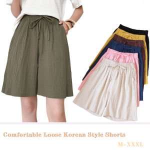 Womens Simple Korean Style Color Shorts M-3XL 2021 New Summer Breathable Casual Mid-Waist Wide-Leg Cotton Pants Plus Size Shorts Daily Home Wear Shorts Sports Shorts