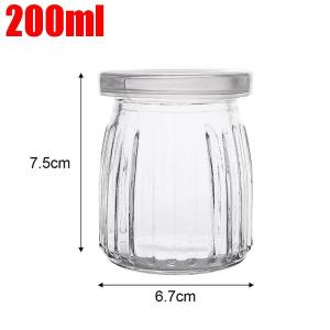 【Hibeautylife】3/1PCS Yogurt Jars with PE Lids Clear Glass Pudding Container Spice Jelly Honey Bottle Milk Household Kitchen Storage Mini Cup