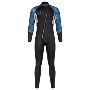 ชุดดำน้ำลึก3มม. อบอุ่นซิปหน้าชิ้นเดียวป้องกันความหนาวเย็นดำน้ำตื้นว่ายน้ำและชุดเซิร์ฟวิ่ง