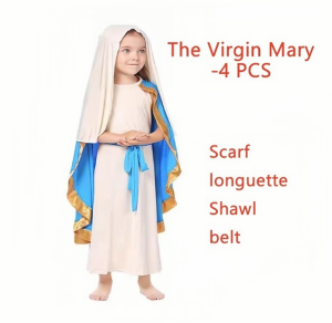 The Virgin Mary Nativity Cosplay Costume For Kids GirlWomen Halloween Cape Dress