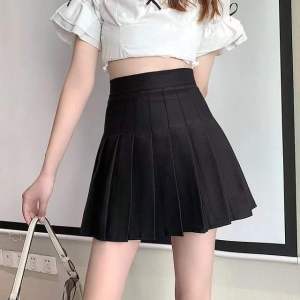 IELGY pleated skirt womens short skirt anti-glare high waist thin college style A-line skirt all-match