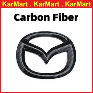 Mazda 2 2024 Glossy Black Carbon Fiber Trim Front Grille Logo Rear Trunk 3D Emblem Cover Garnish Mazda2