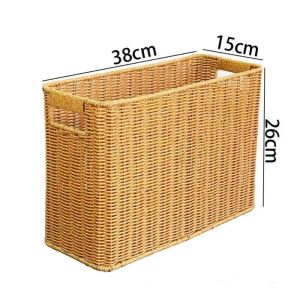 LLCY Dust-Proof Woven Storage Basket Rectangular Multi-Functional Rattan Storage Bins  with Lid Storage Box Household