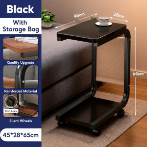 【SG Local Seller】 C-Shape Rolling Side Table Slide Under Sofa Double Storage Space