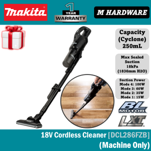 MAKITA 18V Cordless Stick Vacuum Cleaner with Soft Brush & High-Power Motor - DCL286FRFB / DCL286FZB /DCL286