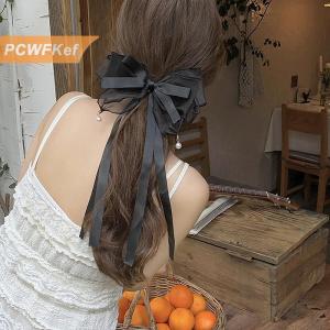 【PCWFKef】 Nơ Ngọc Trai kẹp tóc ruy băng kẹp tóc kẹp tóc đuôi ngựa khí chất phong cách Hàn Quốc Kẹp tóc Thời trang Phụ kiện tóc phụ nữ Mũ nón