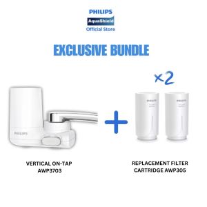 [EXCLUSIVE BUNDLE] PHILIPS Vertical On-Tap Water Filter AWP3703 + 2pcs PHILIPS Replacement Filter Cartridge AWP305