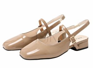 [JESSICASTORE] korean fashion casual  with leather material heels for women high1.5inches Womens Elegance Casual High Heels Sandals Cone High Heels Temperament Wedding High Heels  #122