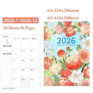 สมุดแพลนปฏิทินดอกไม้2026 A5/A4 365วันจดบันทึกเป้าหมายรายสัปดาห์อุปกรณ์ติดตามนิสัยสมุดจดบันทึกน่ารักไดอารี่จัดตารางเวลา