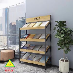 Kệ trưng bày sản phẩm hàng hóa  kệ trang trí khung sắt mặt gỗ KST419- Nội thất lắp ráp Viễn Đông Adv