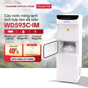 Cây nước nóng lạnh tích hợp làm đá FUJIHOME WD593C-IM Công Nghệ Block nước lạnh sâu Máy Làm Đá viên sạch 10Kg/24h