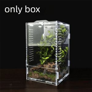 FORTUNESS Anti-escape Reptile Feeding Box Ventilated Transparent Jumping Spider Terrarium Pet Display Boxes Buckle Lock Spider Observation Box For Lizard Spider