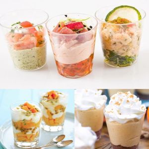 50pcs Plastic Disposable Dessert Cube Clear Mousse Cups 50ml Clear Party Wedding Dessert Cups Dessert Spoon