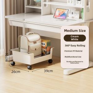 New Office Desk underneath Mobile Rack Wheels Bookbag Organizer Plastic Storage Clutter-free Solution Small Caddy Cart