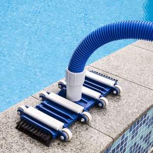 14 inch pool vacuum cleaner set fastclean suction tool with wheel side brush suitable for long rod connecting pipes