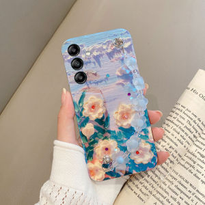 Phone Casing Samsung Galaxy A56 A36 A26 A16 5g A06 A55 A35 5g with Bracelet Beautiful Camellia Flower Design Full Coverage Camera Protection Silicone Soft Case Samsung A36 A56 5g for Girl Casing Cover
