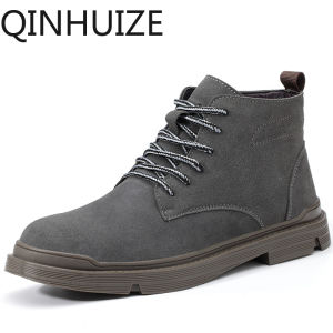 QINHUIZE Work safety shoes High-top anti-smashing and anti-piercing mens shoes Steel toe cap fashionable work boots Safety shoes