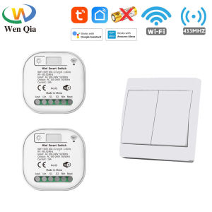 WenQia Tuya Smart WiFi and Rf Light Switch Wireless Self Powered Wall Switch Kinetic No Battery Need220V 240V 16A 2 Way Timing Module work with Alexa