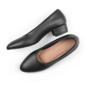 Size 35 to 45 Uk Kecil Jumbo | Sepatu Guru Wanita Pantofel Hitam Black Hak Tebal 3cm