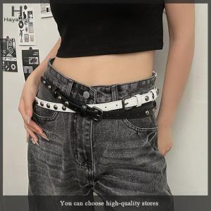 Hayating Fashion Womens Rivet Belt Punk Hip Hop Rock Style Subculture Y2K Belt Punch Free Belt Jeans Decoration Waist Chain