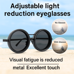 Adjustable Light Reducing Sunglasses Polarized UV Protection Glasses Retro Round Steampunk Eyewear 可调节减光太阳镜