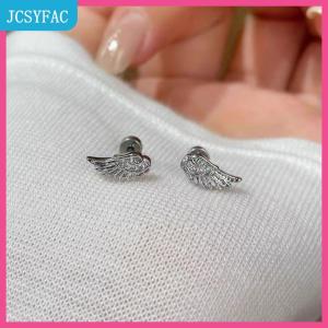 JCSYFAC 3pcs cổ điển pha lê zircon cánh Bông tai Stud sang trọng sáng bóng thiên thần cánh Bông tai bạc màu Bông tai phụ nữ đồ trang sức quà tặng