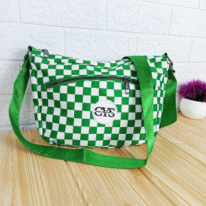 Tas Selempang Wanita Catur Shoulder Sling Bag Chekerboard Kain Oxford Polyester Import COD T288
