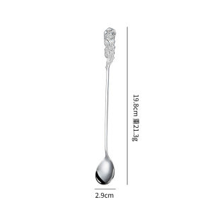 Muông cà phê muông ăn inox 304 cán dài hoa văn bông hồng cực xịn - muong kem - muong coffe - muỗng inox