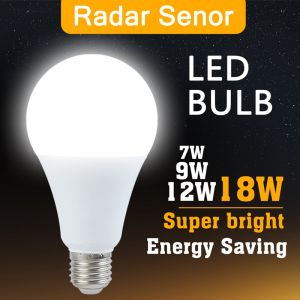 E27 Radar Sensor Light Motion LED Globe Bulb Microwave Ambient PIR Motion 7W/12W Night Light Bulb Energy Saving Lamp