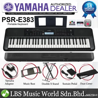 Yamaha PSR-E383 61keys Keyboard With sustain Pedal Cover and Stand (PSRE383 PSR E383)