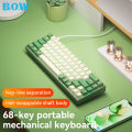 BOW G68S Wired Mechanical Gaming Keyboard 68 Keys ABS Hot-swappable Mixed light Detachable Type-C Wired Wireless BT Gaming Keyboards Anti-ghosting. 