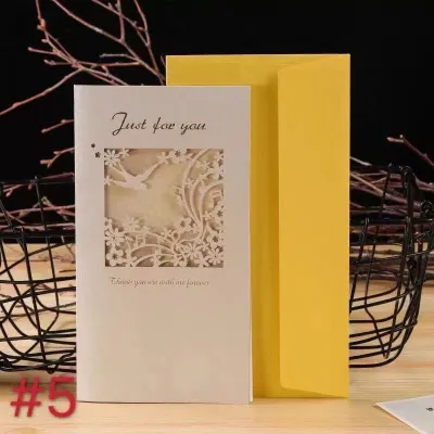 Korea Creative Greeting Card Elegant Hollow Lace Carving Pearlescent Blessing Card Birthday Card